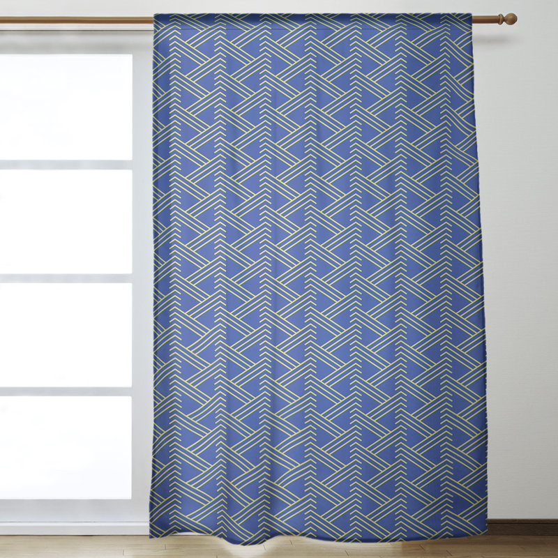 Jordao Room Darkening Curtain Single Panel, Blue/Yellow