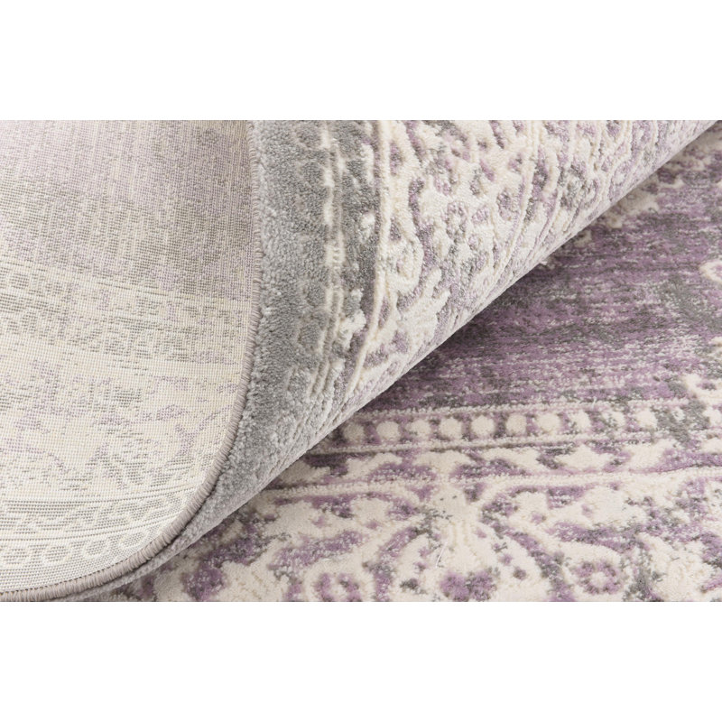Malynn Oriental Area Rug, Rectangle 5'1" x 8', Purple/Beige