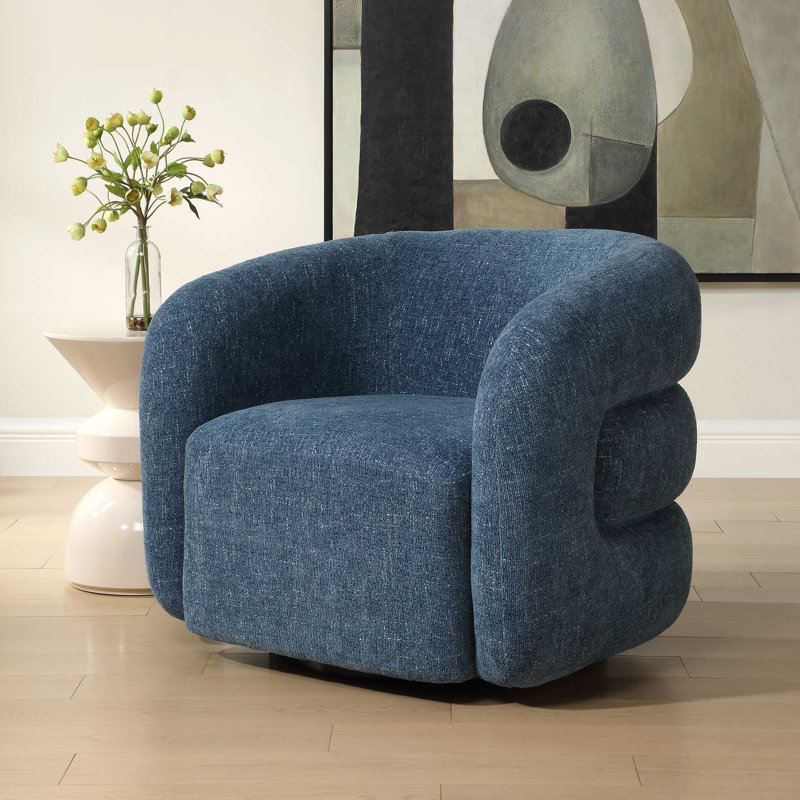  Fauteuil demi-tonneau pivotant bleu Junie