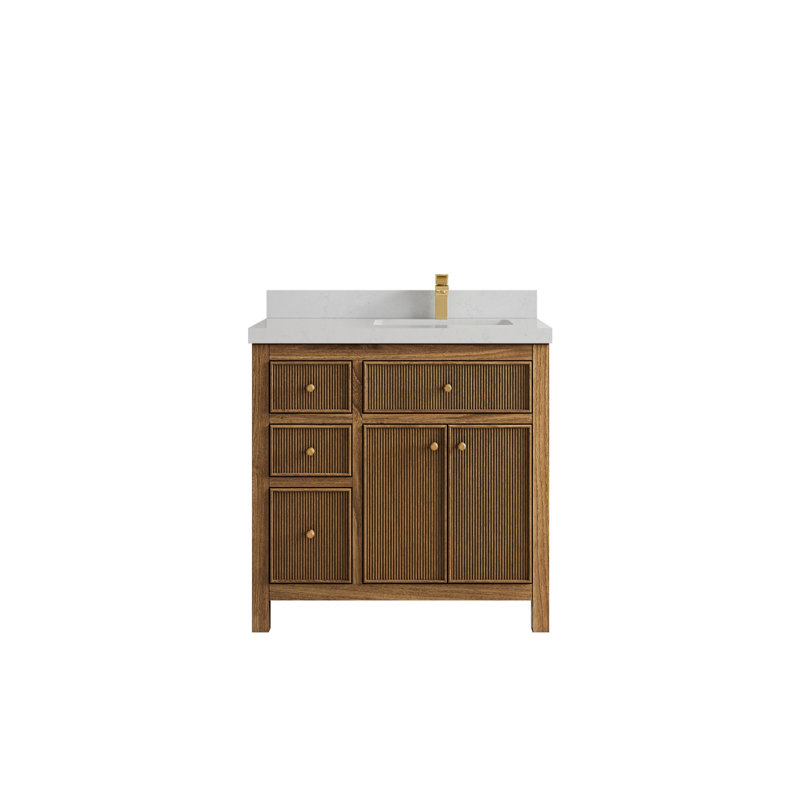 36'' Single Bathroom Vanity with Quartz Top, Carrara Quartz