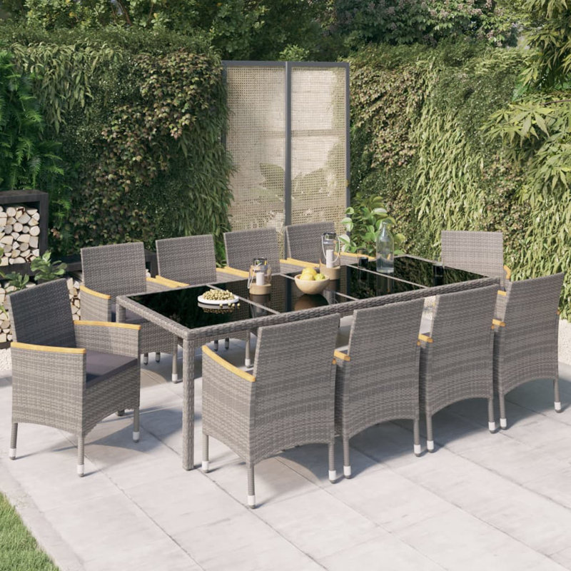 Dagrund 10 - Person Patio Dining Set with Rectangular Table , Cushions Included