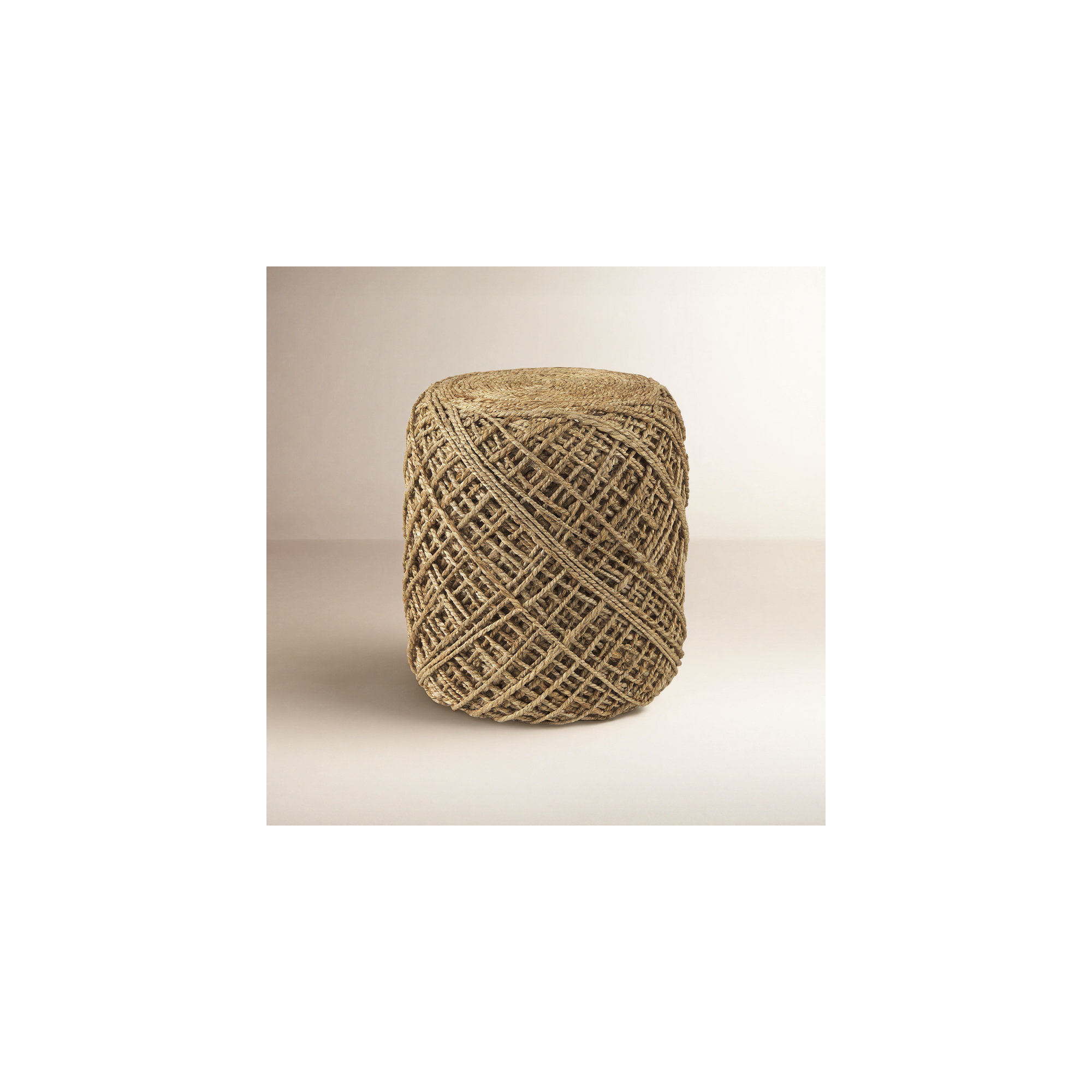 Rudolph Upholstered Pouf, Light Brown