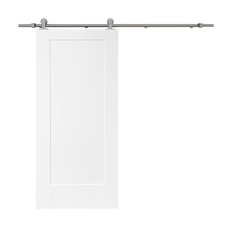 Porte de grange coulissante à panneaux en bois et métal avec ensemble de quincaillerie d'installation, 36 po x 80 po