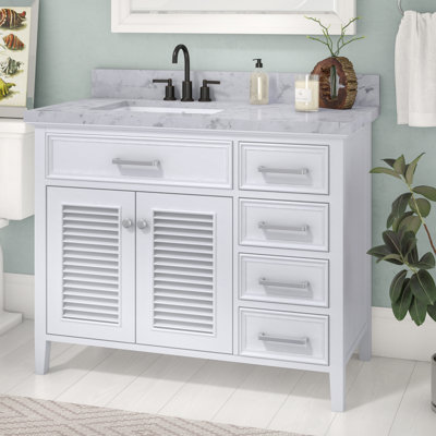Hamil 43 " W Freestanding Standard Free Standing 1 Single Vanity Bathroom Vanity With Carrara Marble Top