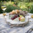 Vada Decorative Tray, Marble Disc, Silver Branch Handles W Birds, 17 Inch