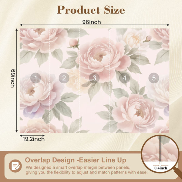 Red Barrel Studio Peel and Stick Wallpaper Vintage Peony Floral Soft ...