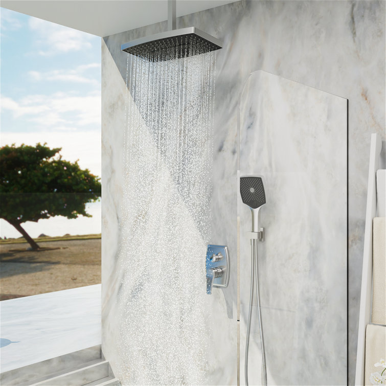 Shower Systems with 14"Rain Shower and High Pressure Handheld Spray, Celling Mount, Rough in-Valve