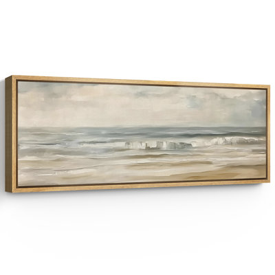 Œuvre verdâtre brun clair, images murales abstraites sur la plage côtière, impression numérique sur toile giclée sur toile