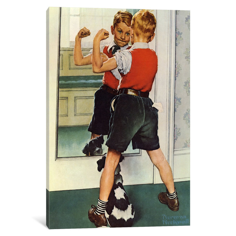 «The Muscleman Gros plan» par Norman Rockwell - reproduction, H 40 po x l 26 po x P 1,5 po