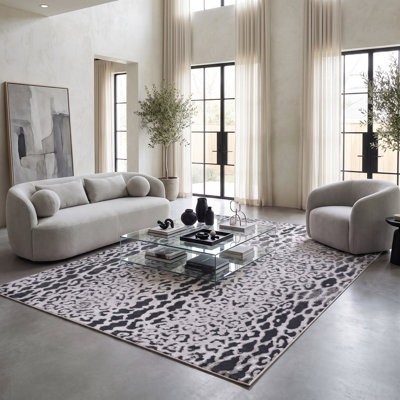 Parkwoods Collection Abstract Animal Print Neutral Area Rug