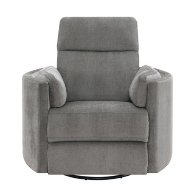 Ilyaz 40"W Upholstered Glider Recliner with Swivel in Charcoal