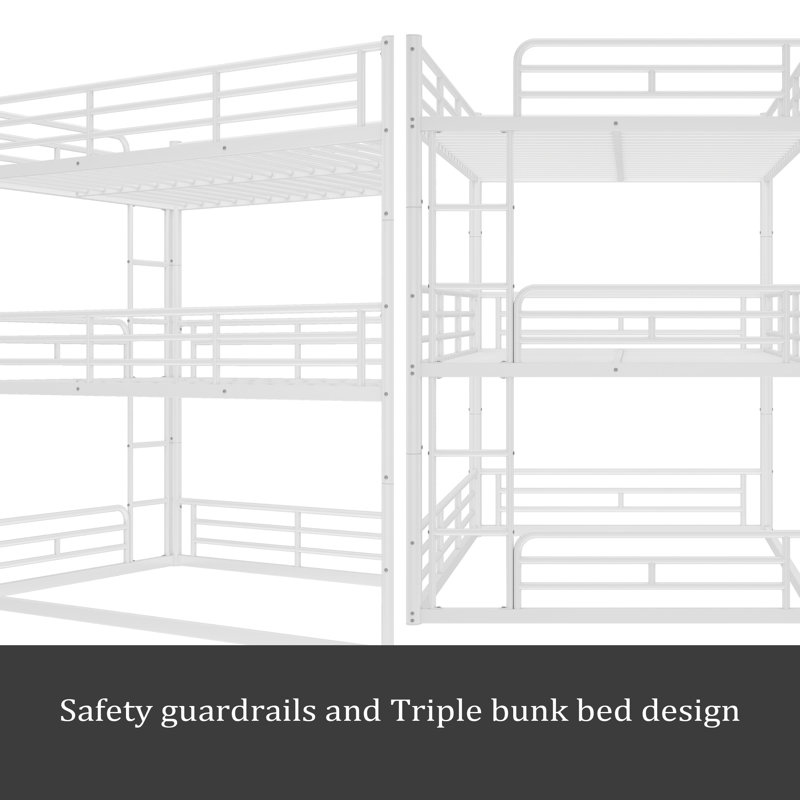 Full Over Full Over Full Bunk Bed, White