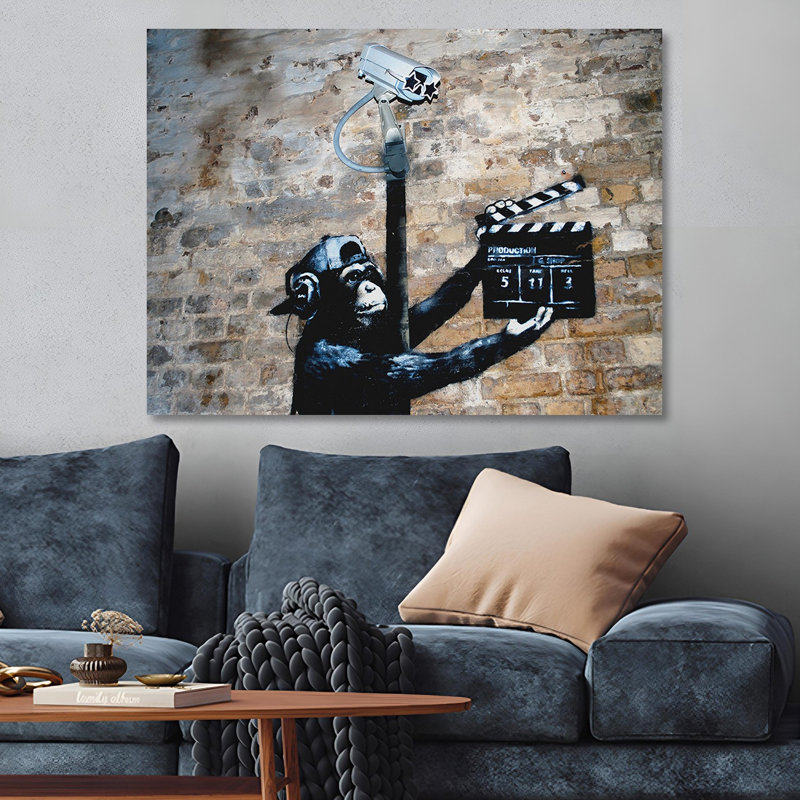 Superbe peinture décorative sur toile Banksy, 27,6 po x 39,4 po | 100% toile, cadre en bois | Impression numérique vibrante, parfaite pour la décoration de la maison ou du bureau