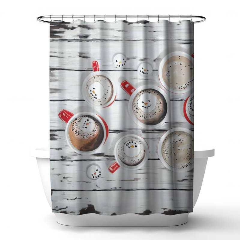 Shower Curtain HO25 – Polyester Shower Curtain, Dye Sublimation Print, 71" W × 74" L