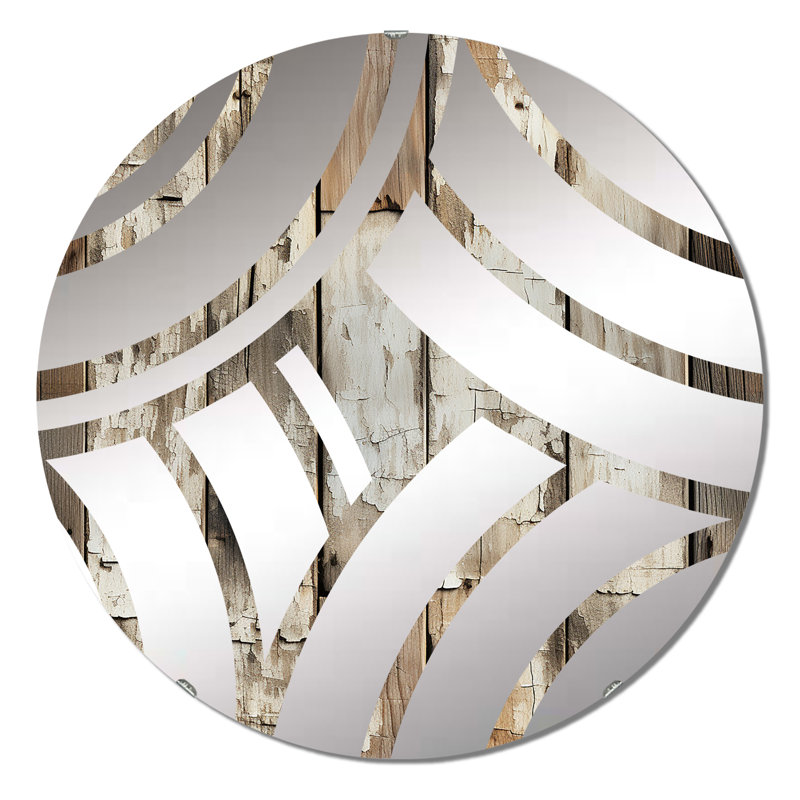 Rustic Farmhouse Weathered Planks - Miroir décoratif à vague centrale, 23,6 po x 23,6 po