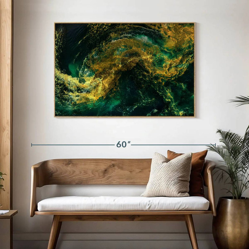 Vagues d'eau, Cadre flottant en bois naturel, 13 po x 9 po