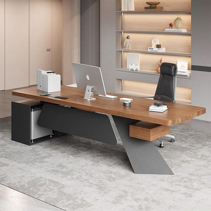 Bureau de direction 86,61 "simple et moderne en bois massif brun, 29.53" H x 86.61" W x 59.06" D