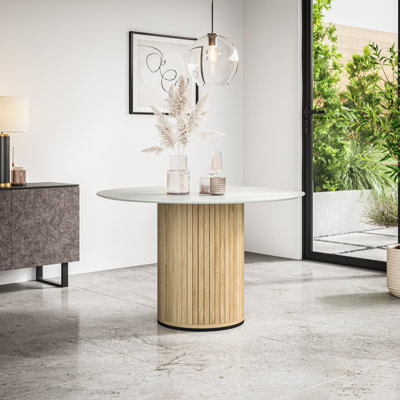 Arlo 120cm Round White Marble Dining Table
