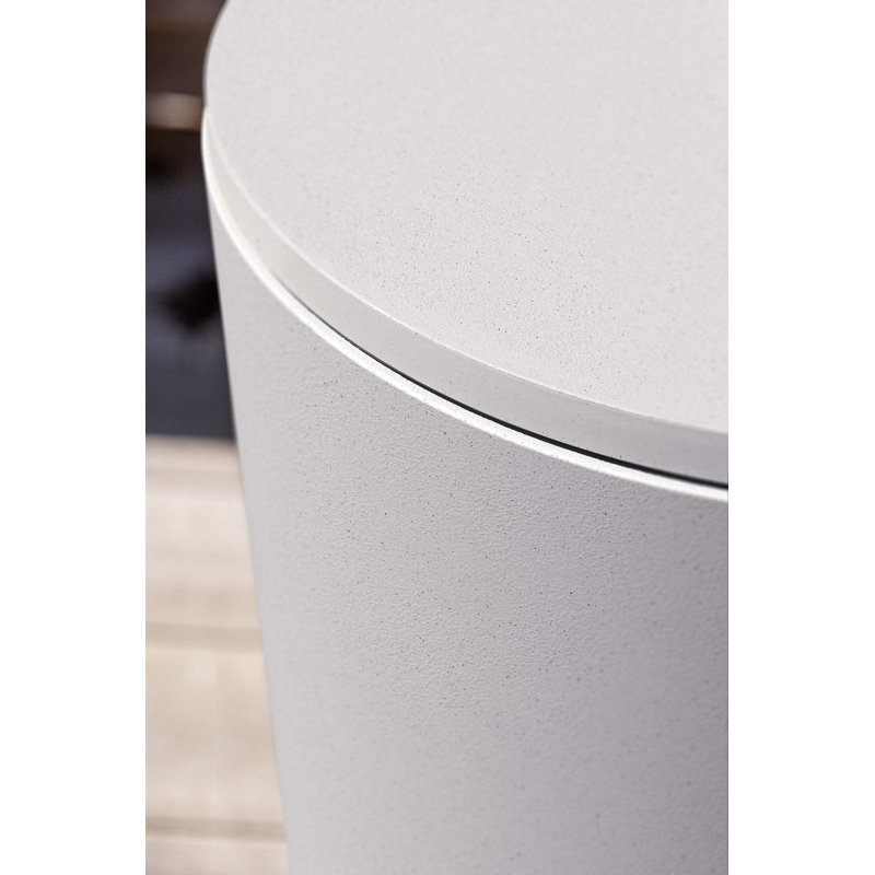 White Round Concrete-Plastic Outdoor Side Table with Cooler Function