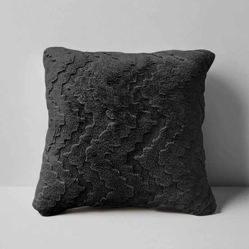 Coussin à poils longs moelleux 2X2 Ft, Noir