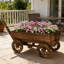 Petit chariot à fleurs brouette, jardinière mobile en bois