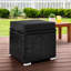Tabourets noirs en osier avec coussins amovibles pour table d'appoint avec rangement-130385581-130385584