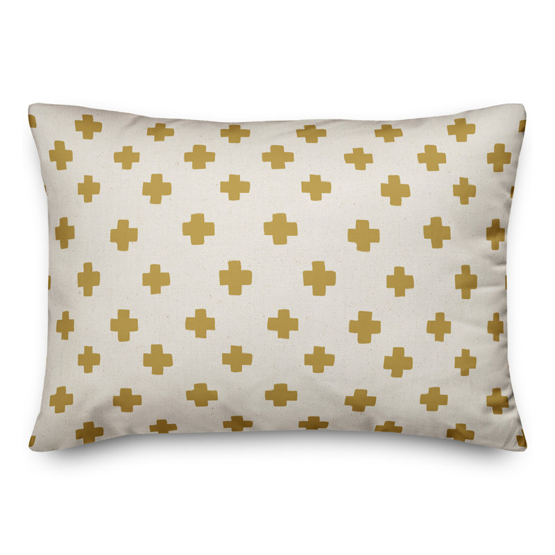 Housse et insert de coussin rectangulaire d'extérieur Swiss Cross 19, Jaune