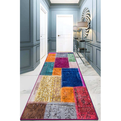 Premium Washable Area Rug, 4.0 x 5.2 Feet, 100% Polyester, 0.4 in Pile Height | Antibacterial, Non-Slip Underside, Machine Washable | Durable Dot Base, Ideal for Living Room, Bedroom, and Dining Areas