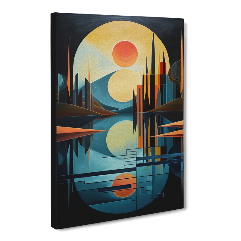 Lake Geometric No.3 - Wrapped Canvas, 50cm H x 35cm W x 3cm D