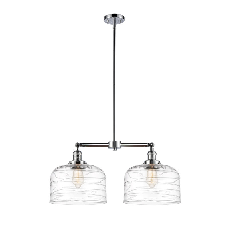 Luminaire suspendu linéaire à 2 lumières pour îlot de cuisine Hall, Chrome poli, Ampoule non incluse