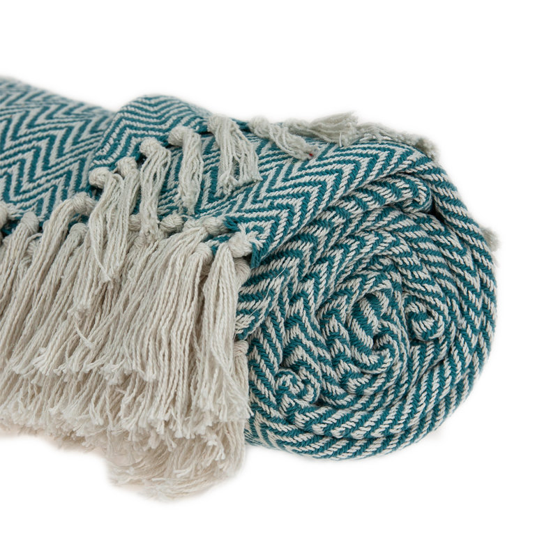 Parkland Collection Isla Handloomed 52" x 67" Cotton Throw Blanket, Blue