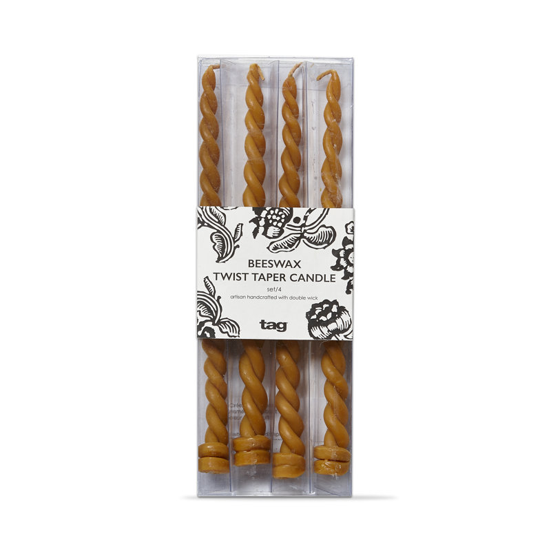 Twin Flame Twisted Beeswax Taper S/4