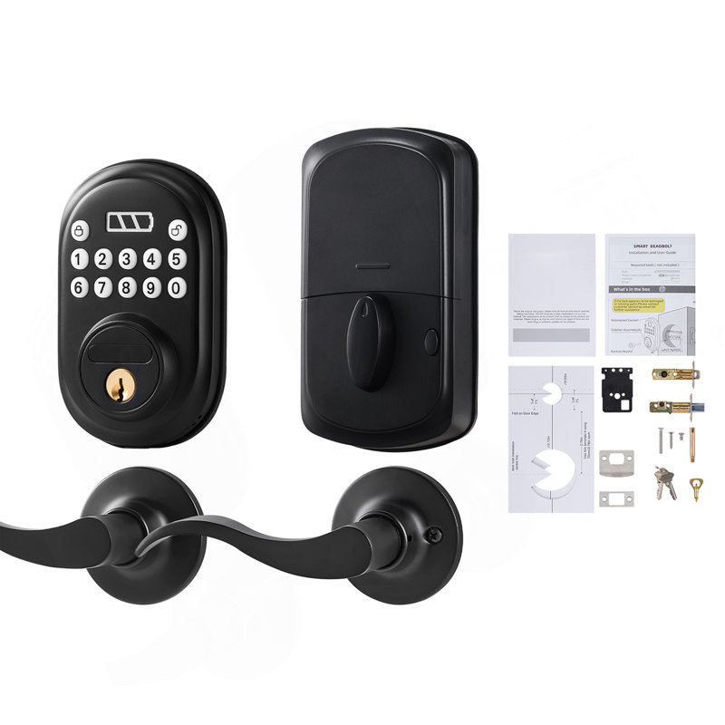 Serrure de porte d'entrée sans clé avec poignée Mot de passe et clé de serrure électronique
