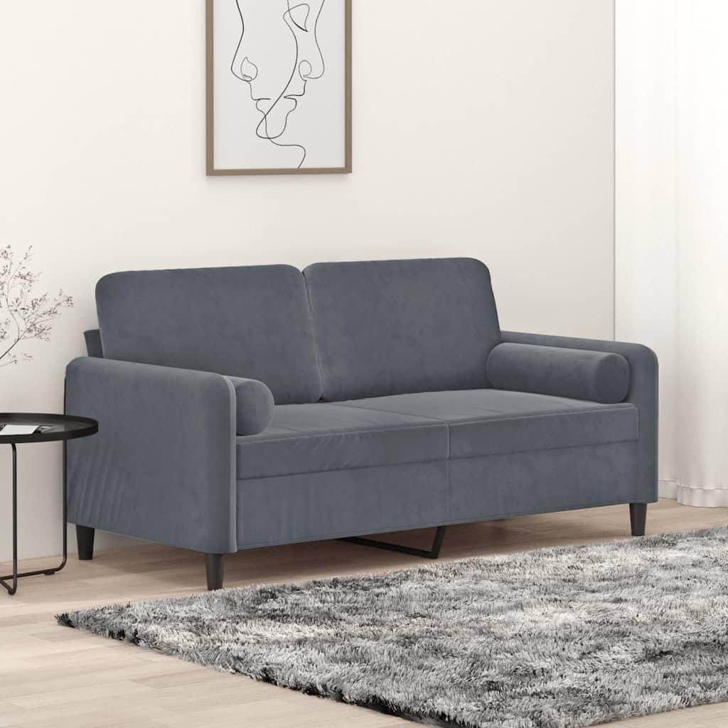 Vidaxl 2-Sitzer-Sofa Mit Zierkissen Hellgrau 140 Cm Samt 3200881