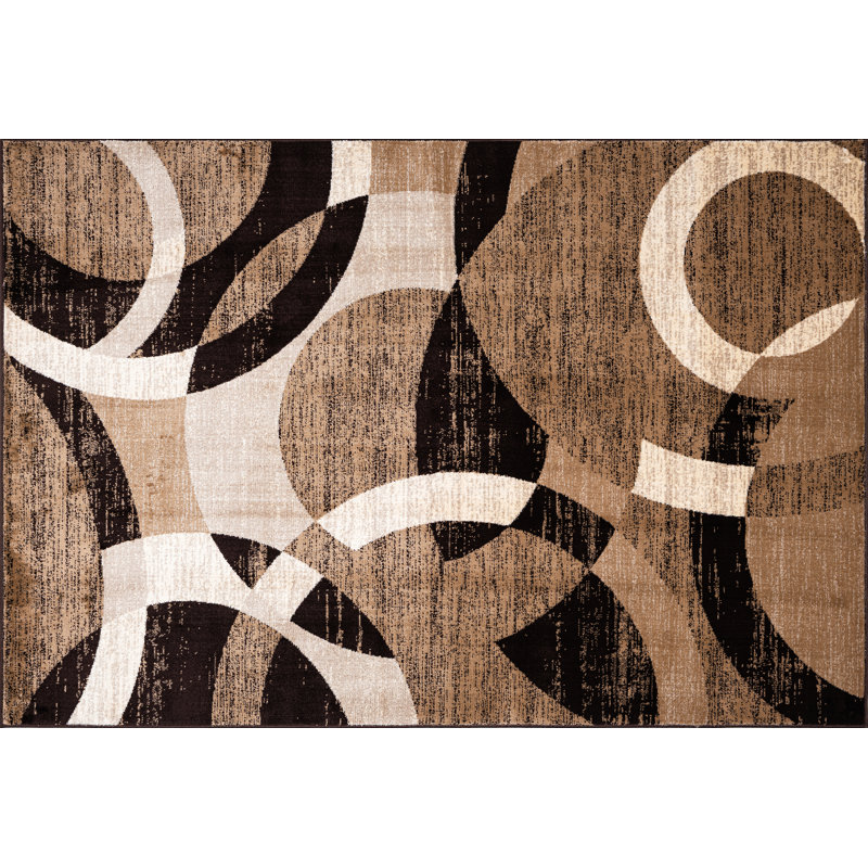 Abstract Area Rug, Brown, Rectangle 120 x 170 cm