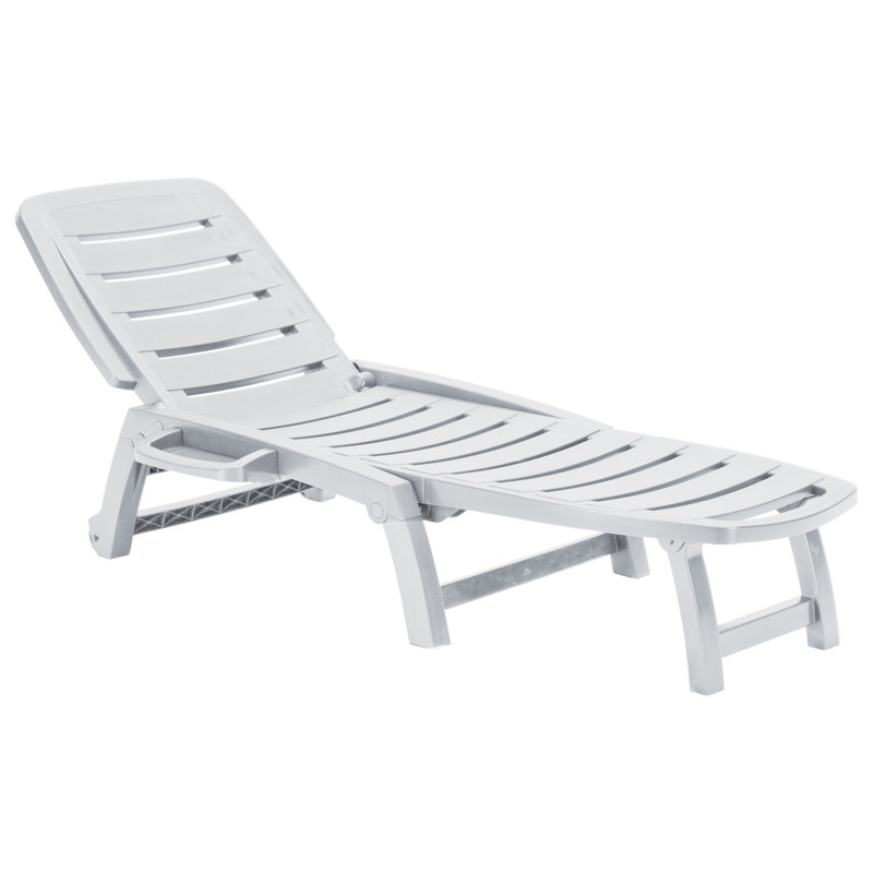 Chaise longue à 3 positions Cottage - Chaise longue sur roulettes - Blanc, Blanc