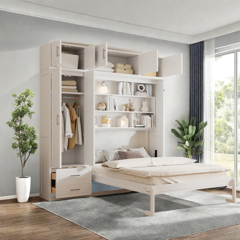 Grand lit escamotable mural en MDF peu encombrant avec un style moderne pour la maison