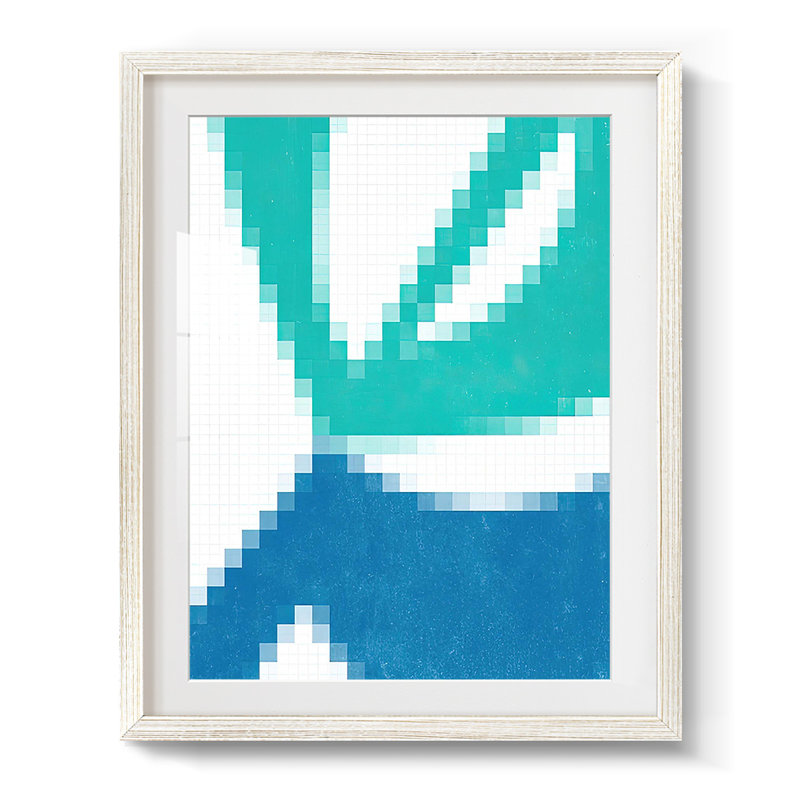 Pixel Leaves III -Framed Print, 28.5" H x 20.5" W, White