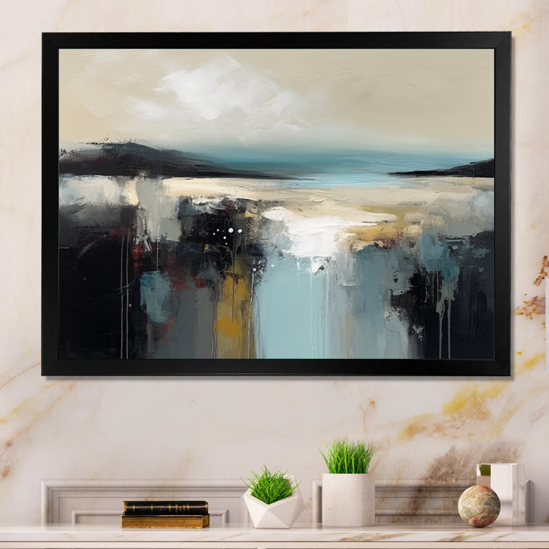 Sudie Serene Waters In Marble I, reproduction d'art sur toile, Cadre photo noir, H 12 po x l 20 po x P 1 po