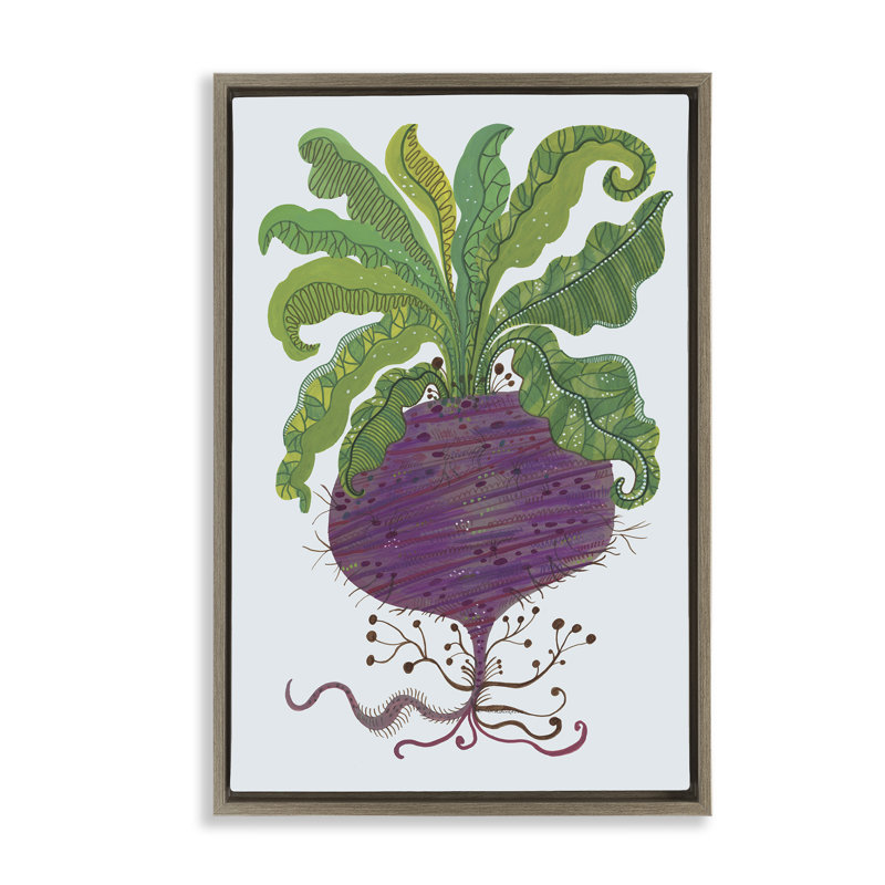 Cadre flottant stylisé de légumes de betterave rouge, design par Kay Widdowson, H 31 po x l 21 po