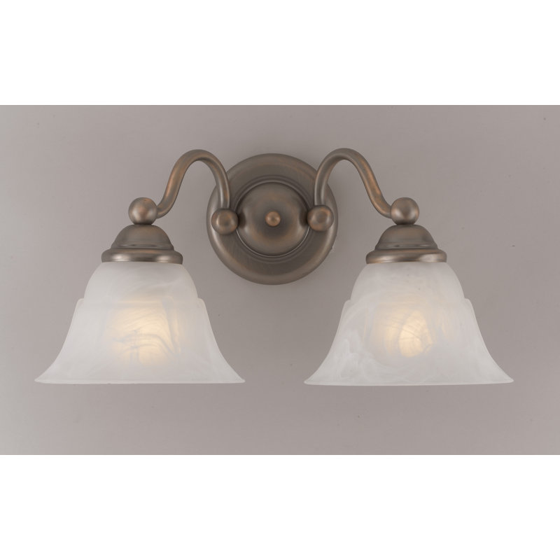 Appliquee à bras 2 lumières Comstock, Cuivre antique, Albâtre blanc