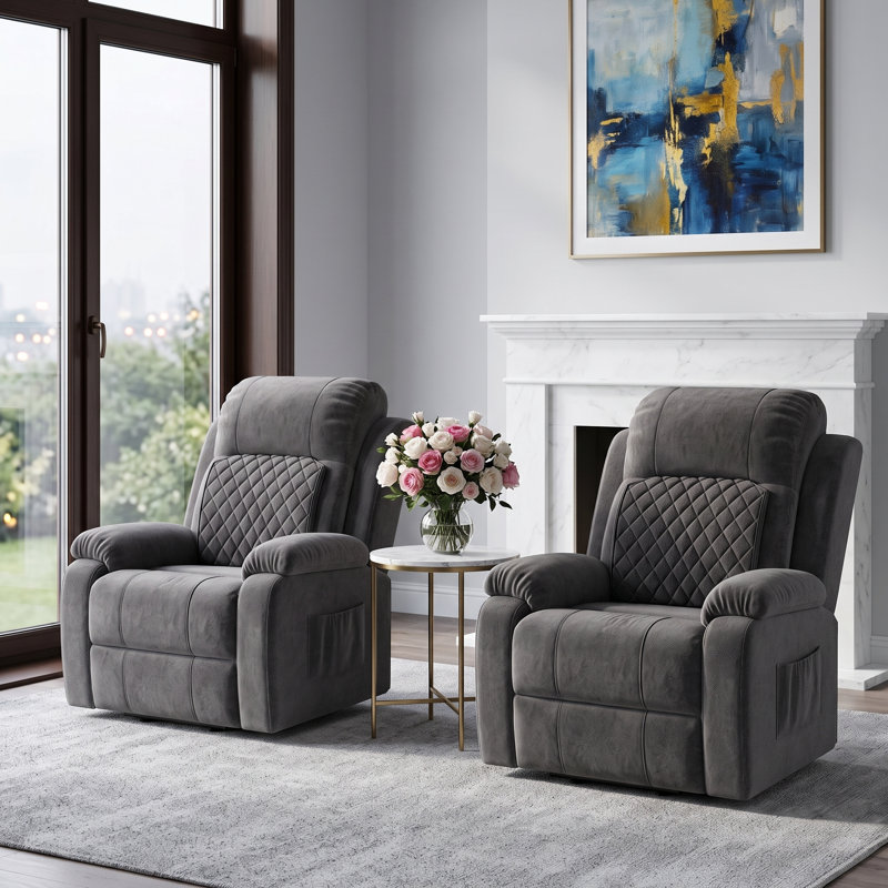 Fauteuil inclinable en velours Brunell, Velours gris foncé