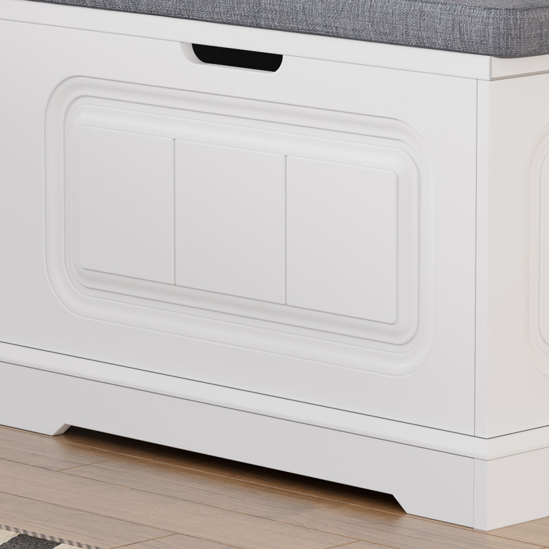 Banc de rangement en L avec coussin et rangement caché, banc d'angle sans dossier pour le vestibule ou le salon
