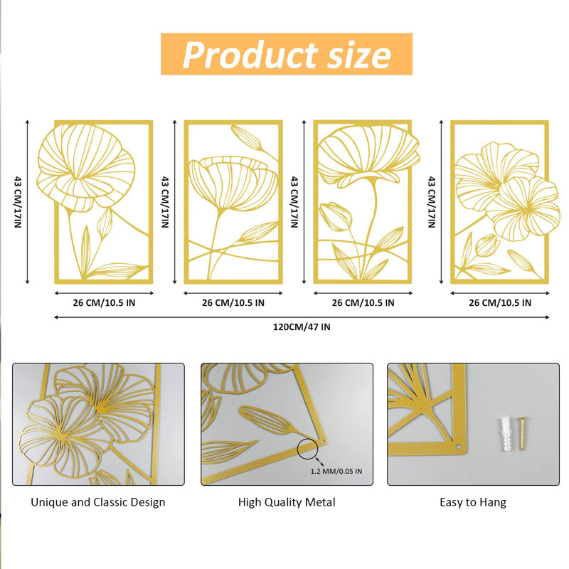 4 Piece No Frame Print on Metal
