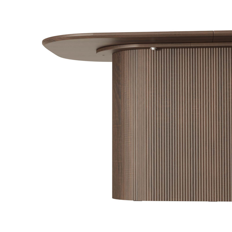 63" Modern Large Dining Table With Vertical Striped Base, Rectangle Kitchen Dinner Table For Dining Room, Brown