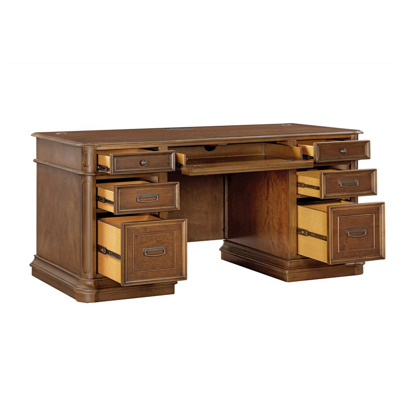 Bureau de direction Dagostino avec prises intégrées, Cerise