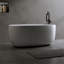 Baignoire indépendante en résine de 47 po à surface solide de 47 po, baignoire indépendante de conception moderne avec drain escamotable et tuyaux de trop-plein, convenant aux petites maisons