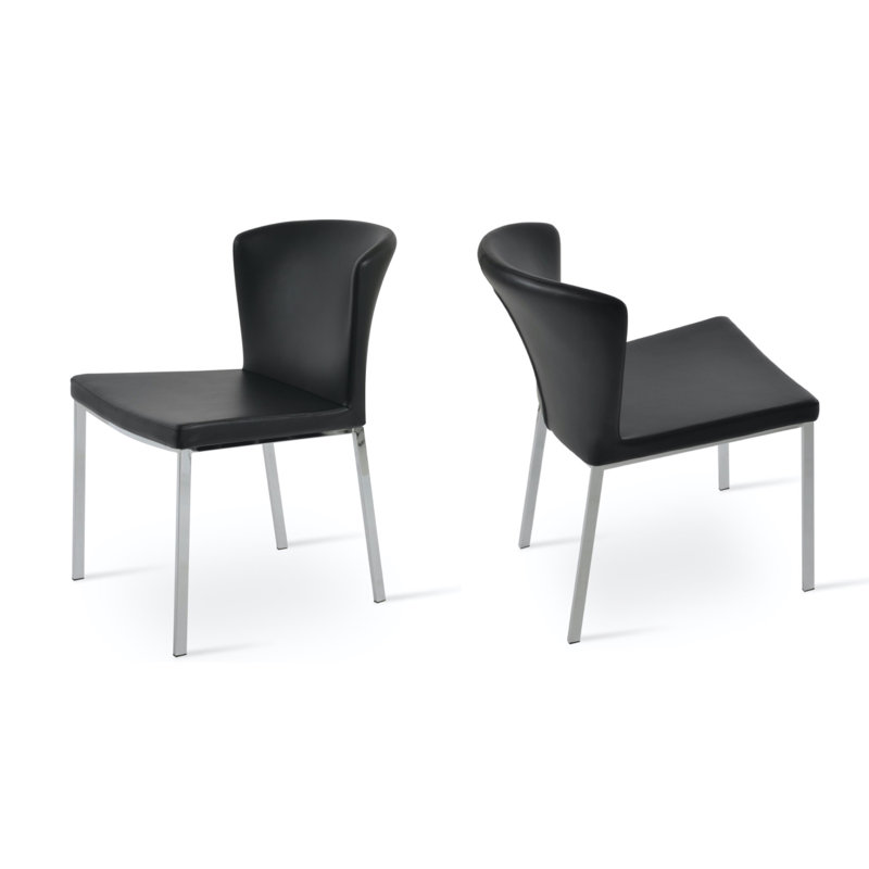 Capri 18'' H Faux Leather Upholstered Metal Side Chair, Black Faux Leather