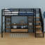 Lit mezzanine avec escalier, table de rangement basse et tablettes de rangement-1166972196