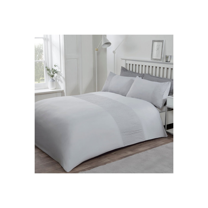 Czeslawa Polyester Solid Colour Duvet Cover Set with Pillowcases Included, Double - 2 Standard Pillowcases, Grey